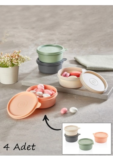 Bayev 4'lü Mini Saklama Kabı Kapaklı Set