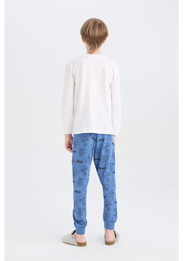 DeFacto Erkek Çocuk Pijama Takımı Sonic the Hedgehog Bisiklet Yaka Uzun Kollu Tişört Uzun Alt D5513A824WNWT34
