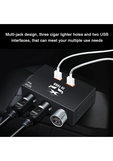 Pazly 180w/360w Çift Güçlu Araç Şarj Cihazı - 3 Sigara Ve 2 Usb Portlu Hızlı Şarj Aleti - Kompakt, Evrensel, Hızlı Şarj