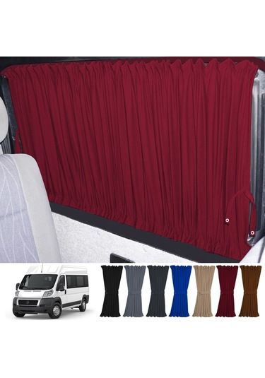 Pandami Fiat Ducato Boxer Jumper Uzun Şase 2006+ Uyumlu Bordo Raylı Oto Perde Takımı