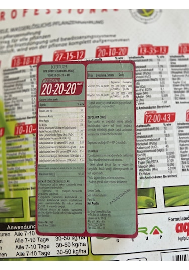 Visio 20-20-20 Toz Gübre  (NPK) Azot Fosfor Potasyum ve Bor ,Çinko, Demir, Mangan, Bakır içerikli 5 kg