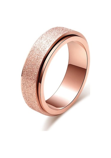 Novahub Gül Altın Titanyum Çelik Yüzükler Erkekler İçin Buzlu Dönebilen Çift Yüzük Kadın Sı Yüzükler Moda Öğrencileri Çelik Yüzük 56888517 - Standart Çok Renkli