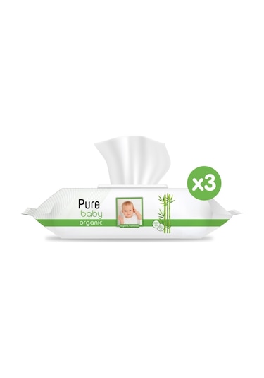 Pure Baby Organik Bambu Özlü Islak Havlu 3 90 270 Yaprak