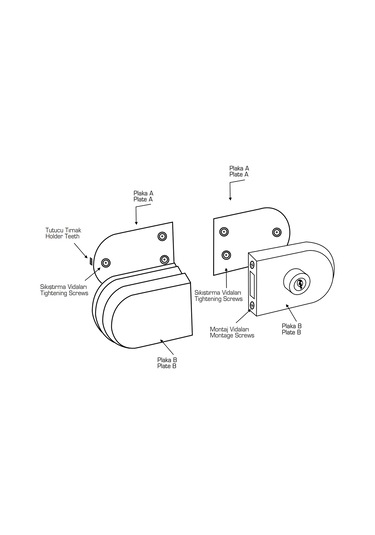 Kale Cam Kapı Kilidi Çift Kanat Kasa Monteli Karşılık Kd-070/20-125