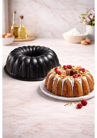 PureBake Dilimli Granit Kek Kalıbı – Yapışmaz Döküm Kek Kalıbı Siyah