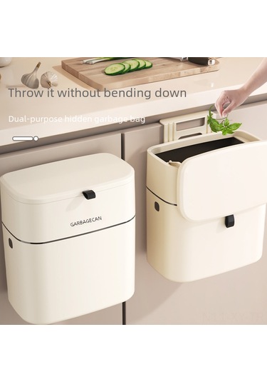 Shineyee Mutfak Duvar Tipi Çöp Kutusu, 9 Litre Büyük Kapasite, Kapağlı, Delme Yok Kurulum, Krem Beyaz Kanca Tipi , Ev Kullanıma Uygun, Stüdyo Tasarım Diğer