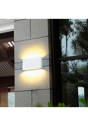 Szypzstore Duvar Lambası Led Su Geçirmez Dış Mekan Ip65 Alüminyum 12w Iç Dekorasyon Beyaz Kabuk Sıcak Işık 8924lc Beyaz