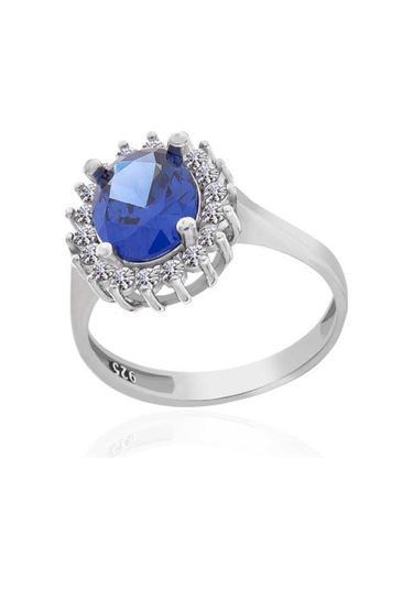 Casera's Gümüş Mavi Taşlı Oval Kadın Yüzük Csr2184799 Gümüş
