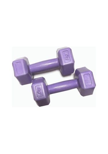 Leyaton Vinyl Kaplı Mor Dambıl 1 KG x 2 Adet