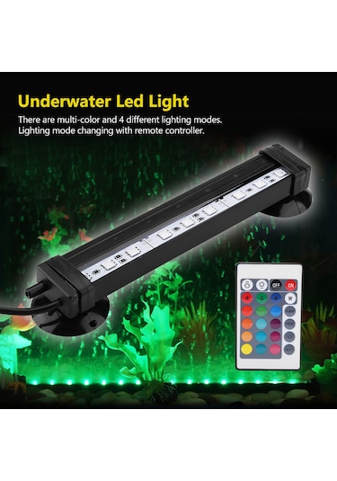 Qingmipy 31cm Akvaryum Led Işığı - Renkli 4 Modlu Kumanda Kontrollü - Su Altı Balık Tankı Aydınlatması - Enerji Tasarruflu - Avrupa Şarjı Pil Dahil