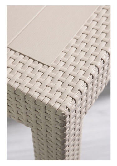 Rattan Masa 70x120 Sabit Masa - Bahçe Balkon Teras 1. Kalite Orta Cappucino