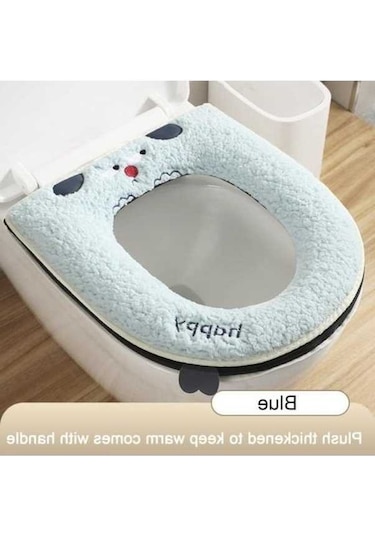 Tongxida Yumuşak Yastık Su Peluş Pedi Mor Klozet Kapağı Karikatür Evrensel Dört Banyo Hayvan Geçirmez Fermuar Kalınlaşmış Isıt Mor