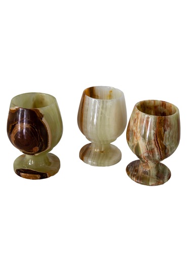 Oniks Doğal Taş Likör Bardağı - Dekoratif Kahve Yanı Bardağı - 2,