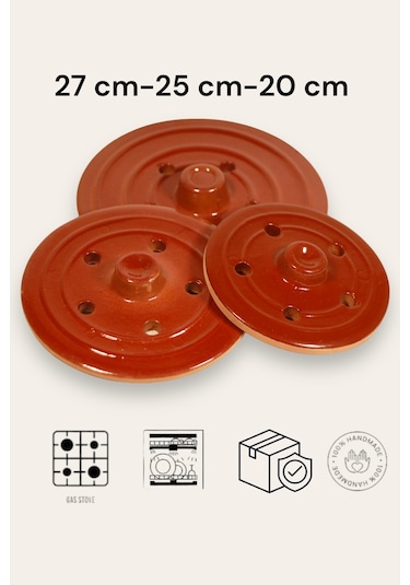 3'lü Set Sarma Dolma Taşı Kiremit 27 Cm-25 Cm-20 Cm Kiremit