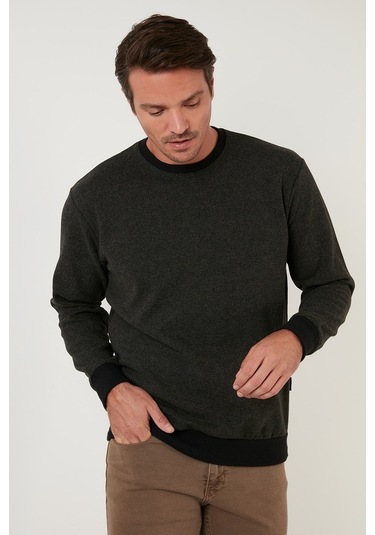 Buratti Slim Fit Bisiklet Yaka Pamuklu Erkek Kazak 456201 Haki