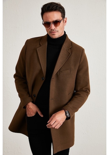 Buratti Slim Fit Tek Yırtmaçlı Düğmeli Mono Yaka Kaşe Erkek Kaban 5840098 Taba Buratti Slim Fit Tek Yırtmaçlı Düğmeli Mono Yaka Kaşe Erkek Kaban 5840098 Taba