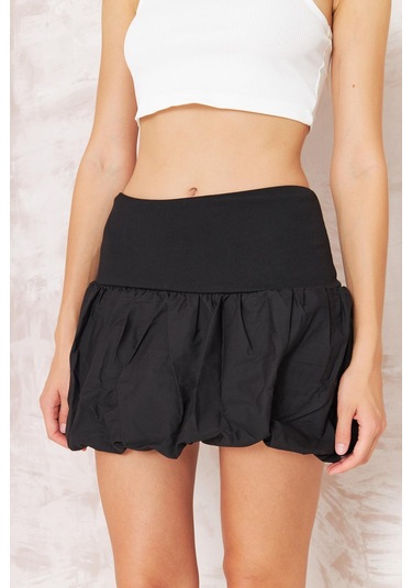 Kadın Siyah Mini Balon Etek Dm2038 Siyah