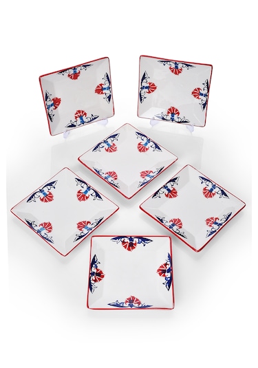 Piatti Naturali 6'lı Çini Tatlı Tabak Seti Sunum Servis Pasta 15 Cm