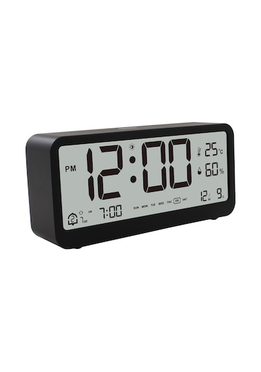 8001-en Çok Fonksiyonlu Dijital Saat Led Parlaklığı Siyah