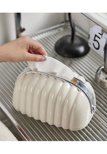 Geeroyoo Mum Kremi Kabuk Çanta Desenli Kağıt Havlu Kutusu, Yüksek Kaliteli Yaylı Tutucu, Üniversite Yurtu Masaüstü Oturma Odası Dekoru