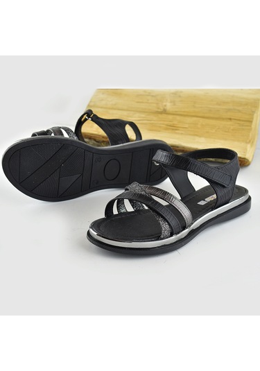 665e Ortopedik Taban Kız Çocuk Sandalet Terlik Düğün Abiye Gündelik Vetta Siyah