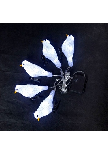 Dancemonkey Akrilik Kuş Işık Grubu Su Geçirmez Pil Kutusu Dekoratif Led Tatil Lamba Su Geçirmez İp44 Beyaz