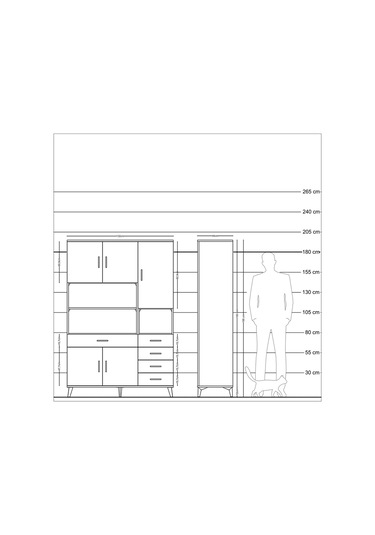 Hyperion Dolap 9 Raflı 5 Çekmeceli 5 Kapaklı 132x44x195 Antra... Antrasit