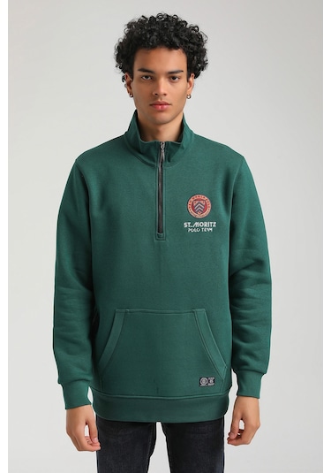 New World Polo Yeşil Slim Fit Half-zip Sweatshirt 23fwm64064-yesıl Yeşil