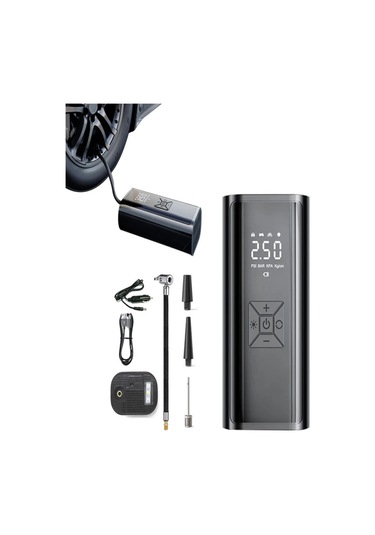 Mufunye Taşınabilir Elektrikli Hava Pompası Dijital Ekranlı Hava Kompresörü Şarj Edilebilir Kablosuz Lastik Şişirme Pompası