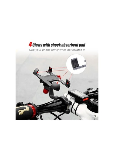 Dancemonkey Alüminyum Bisiklet Telefonu Tutucu - 360 Döner - 31.8mm Siyah Siyah