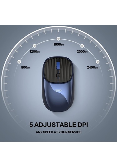 18 Aylık Sessiz Pil Ömrü Olan Kablosuz Fare Usb Alıcılı 2.4g 2400dpı Kablosuz Fare 5 Dpı Mavi Diğer