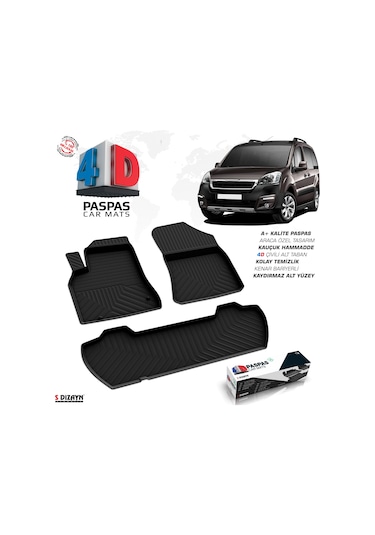 Peugeot Partner Tepee 4D Havuzlu Paspas 2008-2018 110 Hp A+Kalite