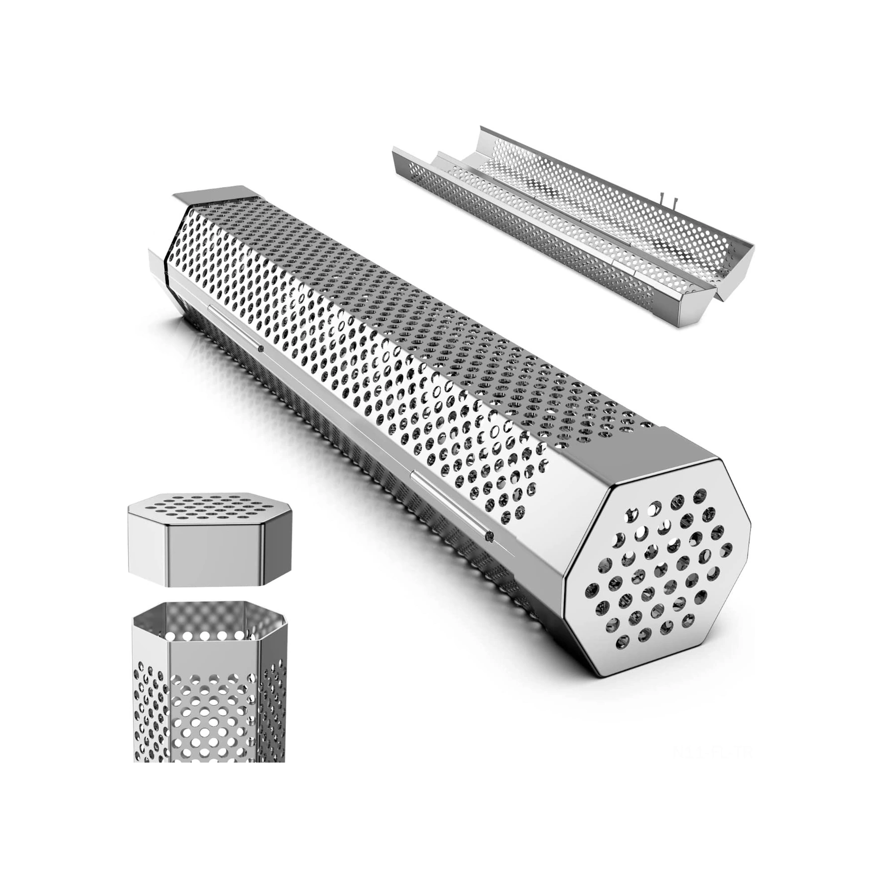 Lemestar Bbq Izgara İçin Paslanmaz Çelik 304 Ahşap İçeren Duman Tüpü, Korozyona Dayanıklı, Perfore Metal Ağızlı Isıtma Aleti Çok Renkli