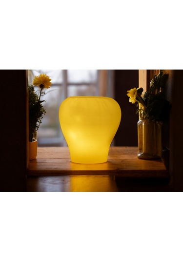 Fener Mum Vase Krem Kavun Kokulu Dekoratif Mum