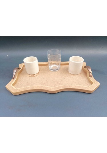 Na Neşeli Ahşap Sunum Tepsisi Dikdörtgen Desenli Metal Antik Kulplu Tepsi.orta Boy. Ham Ahşap Boyama. Ahşap Boyası Boyanabilir Ham Ahşap