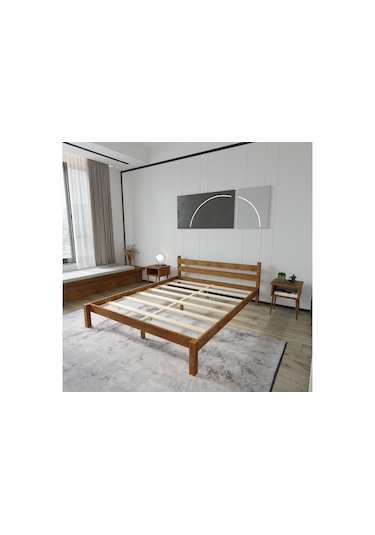 Letto Model Ceviz Renk Çam Ahşap Karyola-114 100 x 200
