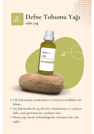 Defne Tohumu Yağı 50 Ml - Doğal Saç Ve Cilt Bakım Yağı