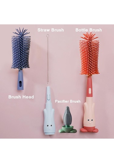 Kırmızı Emzik Şişe Fırçası Bebek Süt Şişesi Temizleme Fırçası Silikon Bardak Fırça Temizleme Aracı