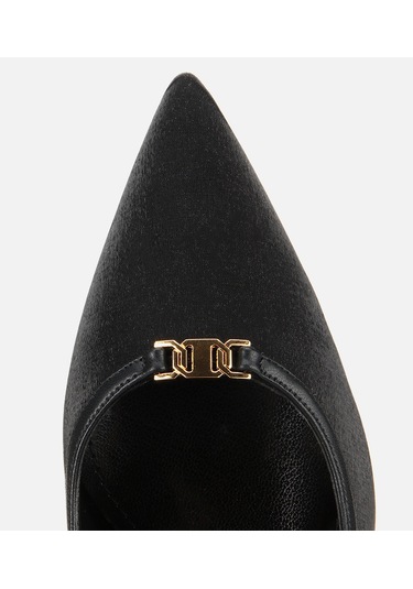 Hotiç Kadın Saten Siyah Gold Detaylı Yüksek Topuklu Stiletto 01ayh314760a100 01ayh314760a100 Siyah