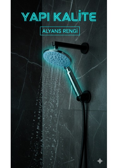 3 Fonksiyonlu Alyans Renk Duş Başlığı Kaliteli Ve Dayanıklı Krom