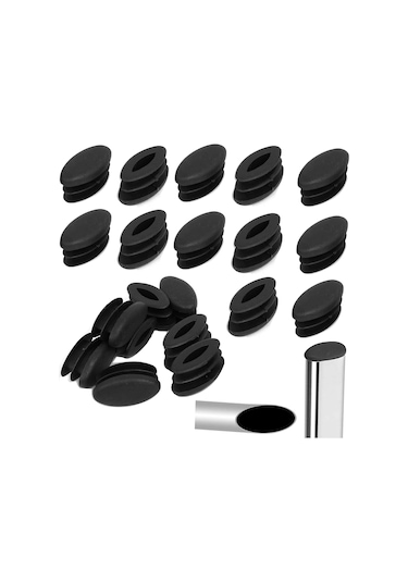 32 Parça Plastik Boru Uç Kapakları Mobilya Ayakları Oval Uç Kapakları Plastik Sandalye Bacak Koruyucuları Dolap Sandalyesi İçin Oval Boru Tapası Oval Boru Ek Parçası 15x30mm, Siyah Diğer
