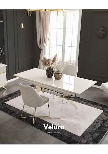 Angel Yemek Odası Takımı Yemek Masası + 4 Adet Sandalye Beyaz