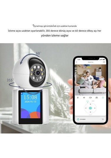 Full Hd 360 Akıllı Bebek Kamerası İki Yönlü Ses Gece Görüşlü Güv