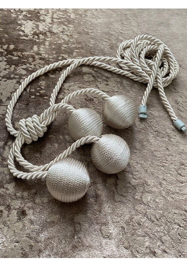 Modern Sarım 4 Toplu Braçol Kornişe Takmatik Ipli Tavan Perde Aksesuarı Bej