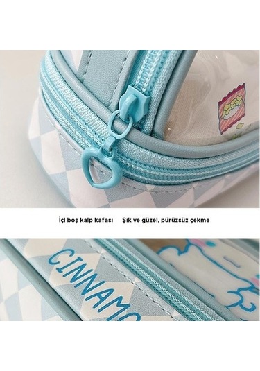 Öğrenciler Için Büyük Kapasiteli Şeffaf Çift Cidarlı Kalem Kutusu Zedtu7 Mavi