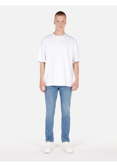 Colins 044 Karl Düz Fit Düşük Bel Düz Paça Jean Mavi Erkek Pantolon Mavi