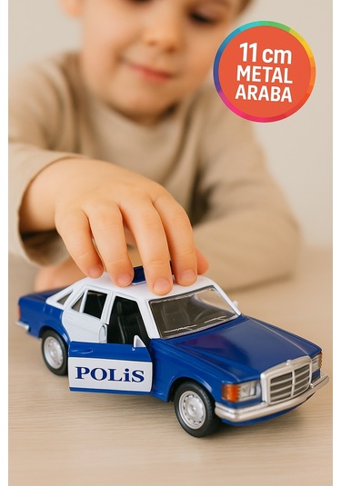 Metal Çek Bırak Taksi Polis Arabası Ve Trafik Işığı 3 Lü Set Açılır Kapı Yumuşak Lastik 11 Cm