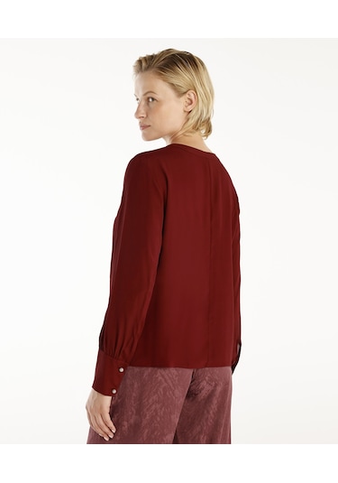 Yargıcı Yaka Detaylı Bluz Bordo