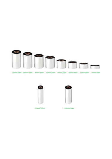 Dofolink Bardaklı Mürekkep Bandı, Barkod Etiket Yazıcı İçin, 110mmx300m, 1 İnç Çekirdek, Kaliteli Wax Tipi, Tek Paket Siyah