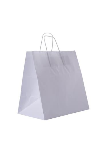 Büküm Saplı Beyaz Kağıt Çanta 33x20x33 Cm 25'li